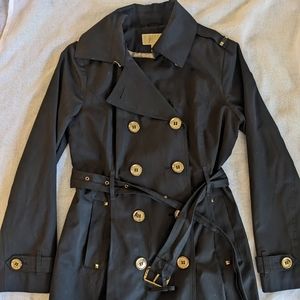 Michael Kors Gold Button Black Trench Coat